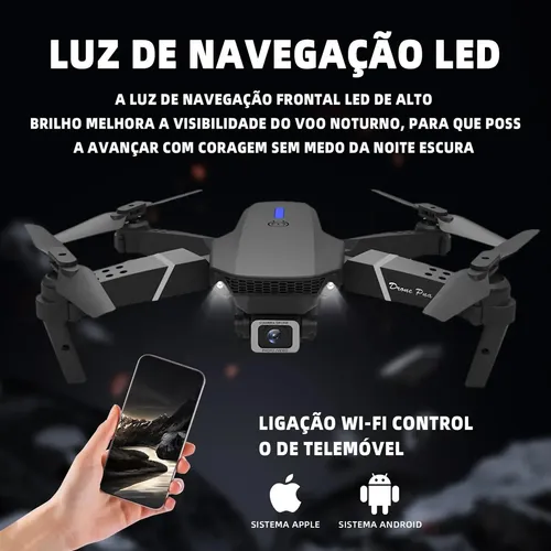 Mini Drone E88 Pro Dobrável Câmera Hd 4k Com 2 Baterias
