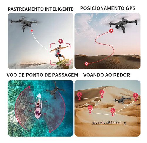 Mini drone L900 PRO SE com dual câmera 8K preto 5GHz 2 baterias Motor sem escova profissional