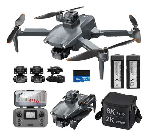 Mini drone sjrc l600 pro max 8k com camera e 2 baterias