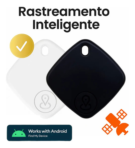 Mini Localizador Rastreador Smart Tag Gps Com Cordão Chaveiro Cor Preto Compatível Com Android Samsung Motorola Xiaomi Chrome Technology