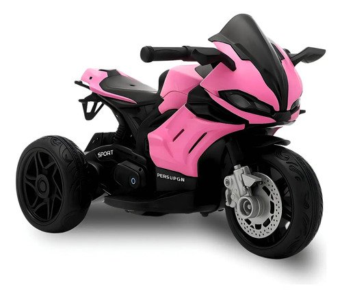 Mini Moto Elétrica Infantil Brinq Kids Rosa 6V Com Luzes E Buzina