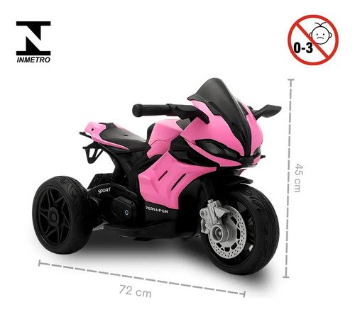 Mini Moto Elétrica Infantil Brinq Kids Rosa 6V Com Luzes E Buzina