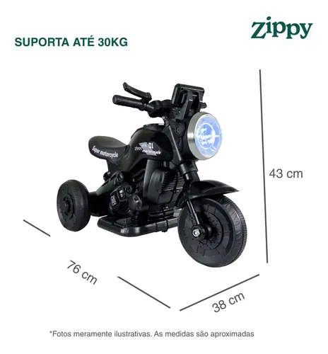 Mini Moto Elétrica Infantil First Custom Preto Zippy Toys