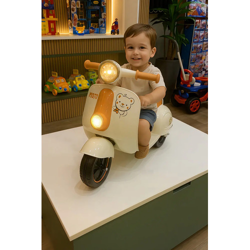 Mini moto motoneta eletrica infantil classic 6v avespa bege