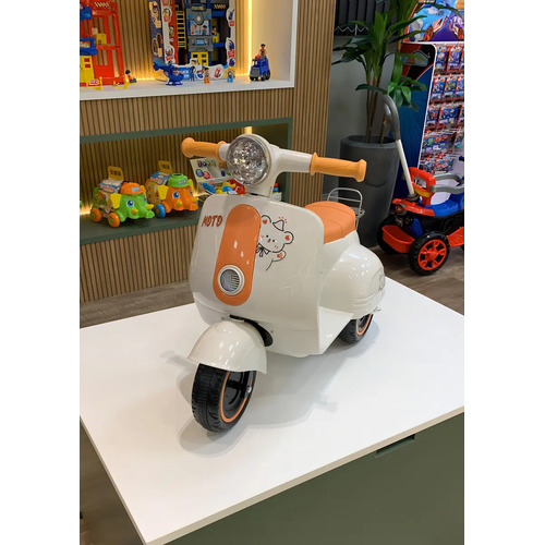 Mini Moto Motoneta Elétrica Infantil Classic 6v Avespa Bege Rosa Unitoys
