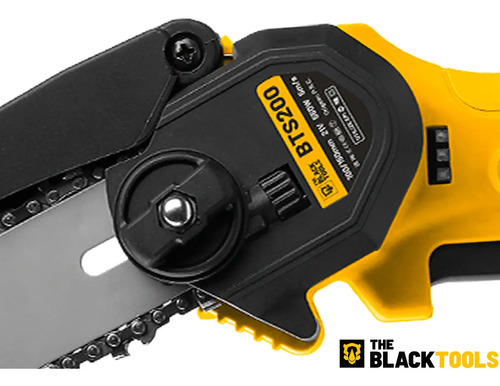 Mini Moto Serra Elétrica A Bateria 21v Recarregável Profissional Bts-200 The Black Tools