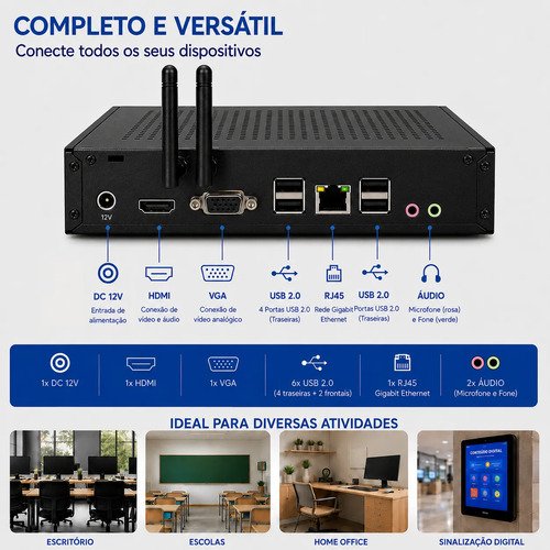 Mini Pc Computador Compacto Intel I5 8gb Ssd 256gb Wi-fi