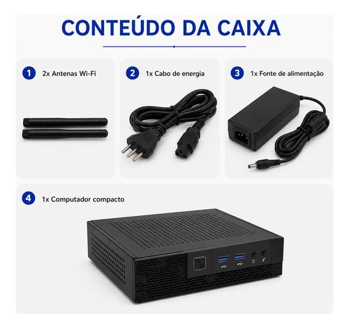 Mini Pc Computador Compacto Intel I5 8gb Ssd 256gb Wi-fi