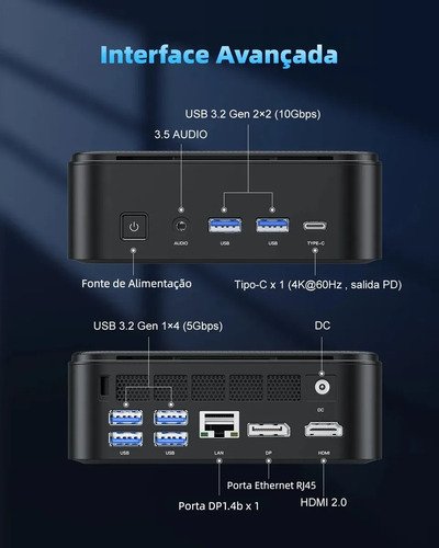 Mini PC Kamrui E3b Amd Ryzen 5 7430u 16 GB de RAM 512 GB SSD Wi-Fi 6 Windows 11 pro