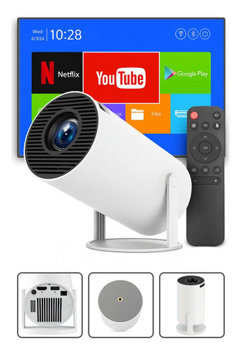 Mini projetor davely hy300 4k android com wi fi e bluetooth