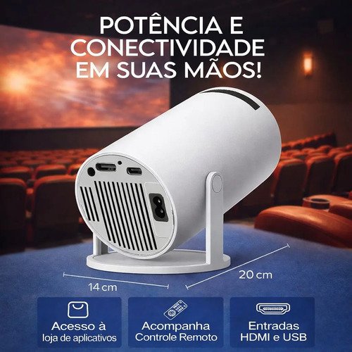Mini Projetor Vlx HY300 LED, Android 11.0 com Wi-Fi 5G e Bluetooth