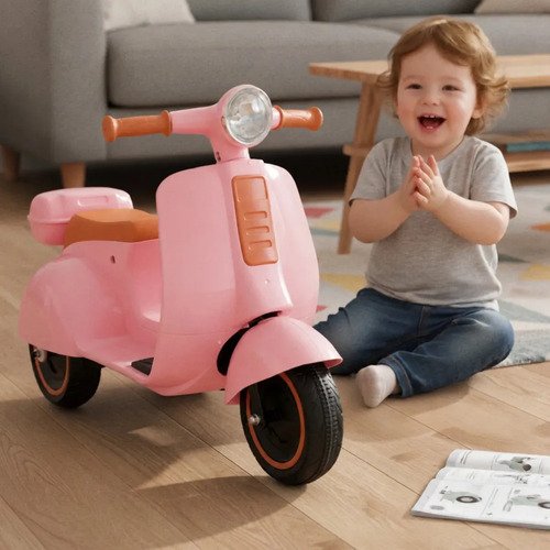 Mini Scooter Moto Elétrica Frente E Ré Bateria 6v Som E Luz Cor Rosa Voltagem Do Carregador 127/220v