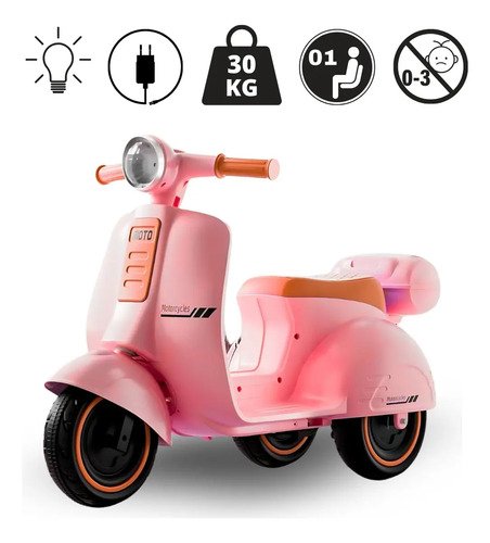 Mini Scooter Moto Elétrica Frente E Ré Bateria 6v Som E Luz Cor Rosa Voltagem Do Carregador 127/220v