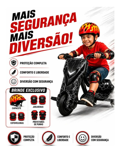 Mini Triciclo Eletrico Infantil Drift 350w Luzes Rgb +brinde
