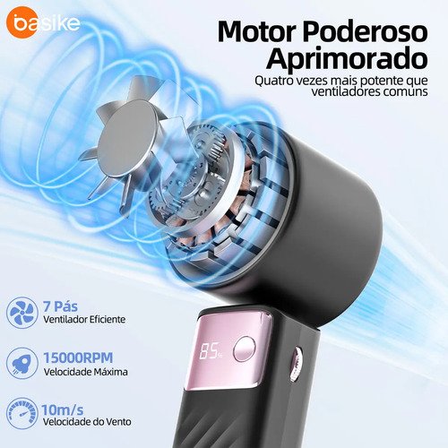 Mini Ventilador Portátil Turbo Portátil, Ventilador Portátil De Mão, A Gel A Gelo 199 Configurações Ajustáveis, Usb Recarregável, Adequado Para Uso Em Viagens/Ao Ar livre/Em Casa/No Escritório, Preto