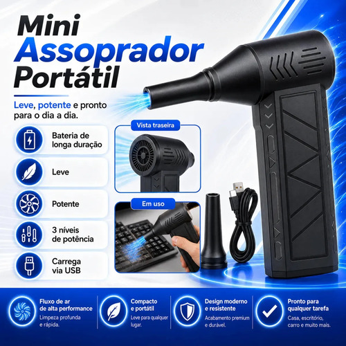Mini Ventilador Soprador Ar Turbo 130000rpm Sem Fio Recarregável Usb 3 Níveis Jato Forte Portátil Multiuso Limpeza Teclado Carro Acende Churrasqueira Marca Woosh