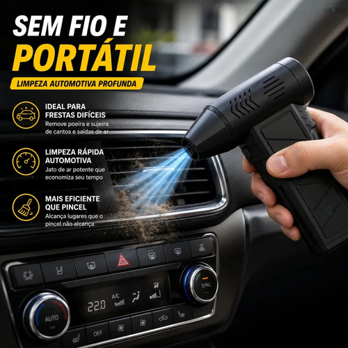 Mini Ventilador Soprador Ar Turbo 130000rpm Sem Fio Recarregável Usb 3 Níveis Jato Forte Portátil Multiuso Limpeza Teclado Carro Acende Churrasqueira Marca Davely
