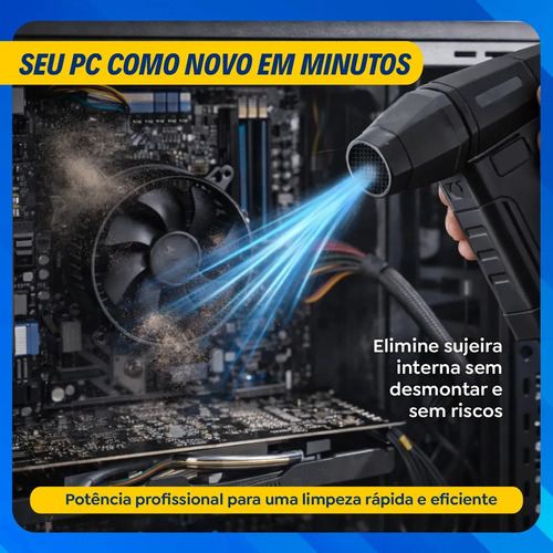 Mini Ventilador Soprador Ar Turbo 130000RPM Sem Fio Recarregável USB 3 Níveis Jato Forte Portátil Multiuso Limpeza Teclado Carro Acende Churrasqueira Simake