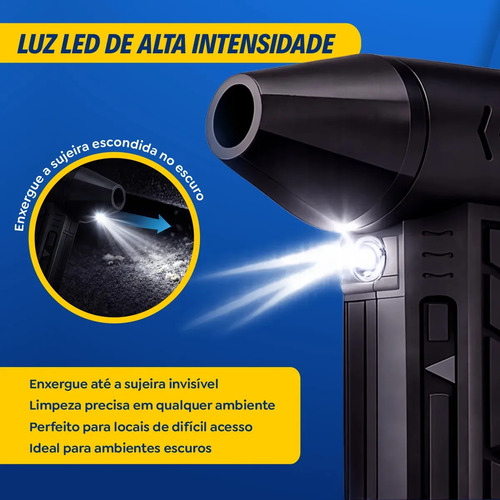 Mini Ventilador Soprador Ar Turbo 130000RPM Sem Fio Recarregável USB 3 Níveis Jato Forte Portátil Multiuso Limpeza Teclado Carro Acende Churrasqueira Simake