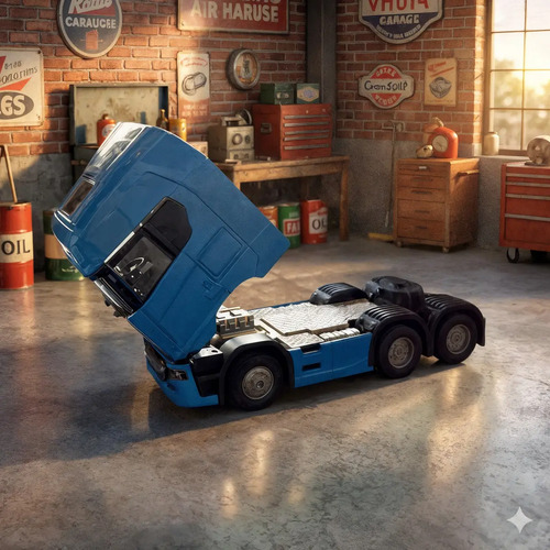 Miniatura Caminhão Scania V8 770s Azul Trucado Com Som E Luz Brinquedo Colecionável Premium Ligeiro