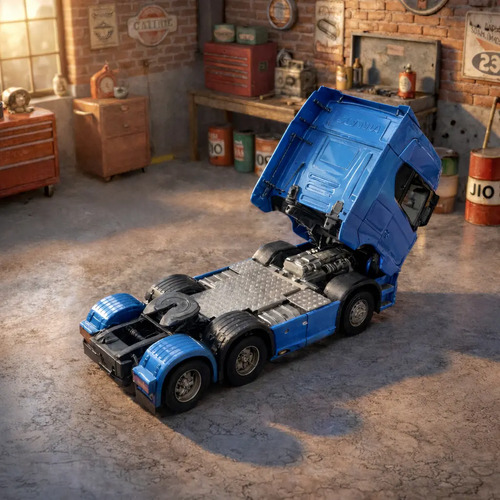 Miniatura Caminhão Scania V8 770s Azul Trucado Com Som E Luz Brinquedo Colecionável Premium Ligeiro
