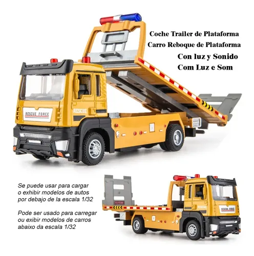 Miniatura Metal Carro Reboque Plataforma Com Luzes E Som