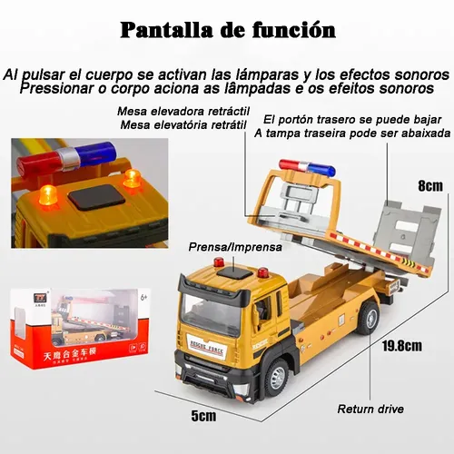 Miniatura Metal Carro Reboque Plataforma Com Luzes E Som