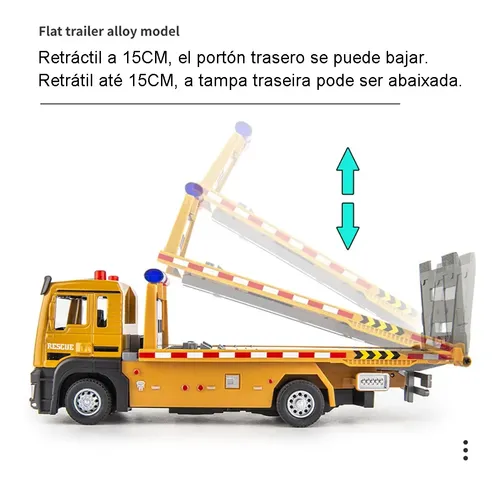 Miniatura Metal Carro Reboque Plataforma Com Luzes E Som