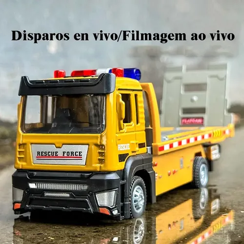 Miniatura Metal Carro Reboque Plataforma Com Luzes E Som