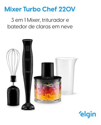 Mixer Elgin Turbo Chef 3 em 1 de 200W para Bater e Triturar
