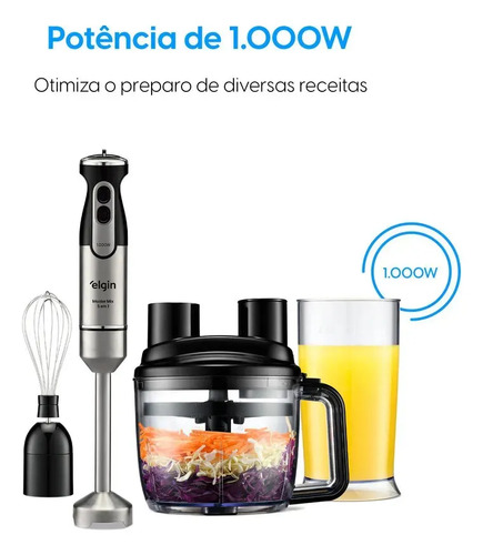 Mixer Master Mix 5 Em 1 Elgin 1.000w 110v 5 Funções Prateado