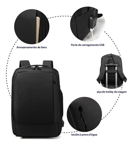 Mochila À Prova D'água Reforçada Expansível Para Viagens Diá