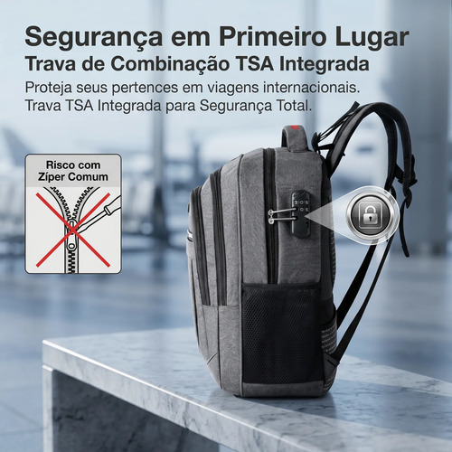 Mochila Executiva Slim Unissex Notebook Impermeável Anti-rou
