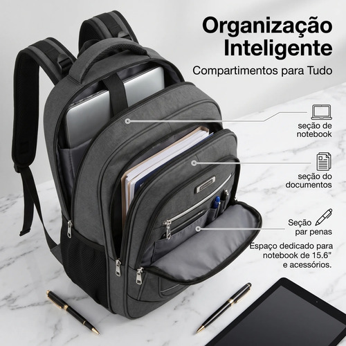 Mochila Executiva Slim Unissex Notebook Impermeável Anti-rou