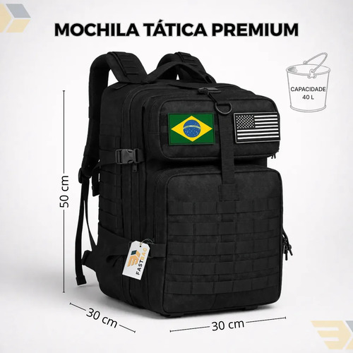 Mochila Grande Tática 40L Resistente Para Trabalho Militar Viagem Trilha Acampamento Fast Bag