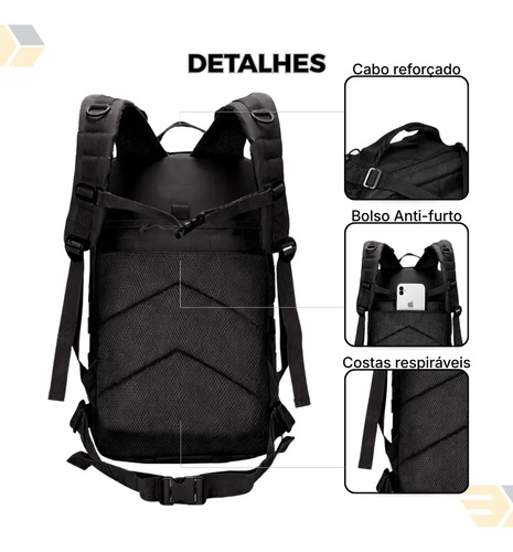 Mochila Grande Tática 40L Resistente Para Trabalho Militar Viagem Trilha Acampamento Fast Bag