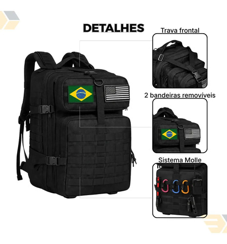 Mochila Grande Tática 40L Resistente Para Trabalho Militar Viagem Trilha Acampamento Fast Bag