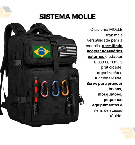 Mochila Grande Tática 40L Resistente Para Trabalho Militar Viagem Trilha Acampamento Fast Bag