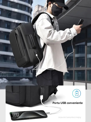 Mochila jiesipote À Prova D'água Reforçada Expansível Cor Preto