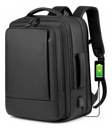 Mochila masculina 40l viagem notebook 17 grande preta imperm