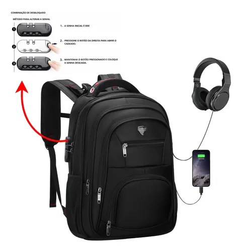 Mochila Masculina Impermeável Grande Reforçada Notebook 45l