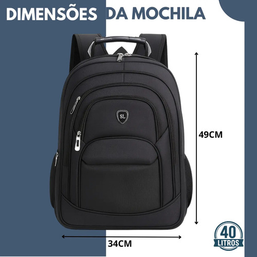 Mochila Masculina Impermeável Reforçada Aço Escola Notebook