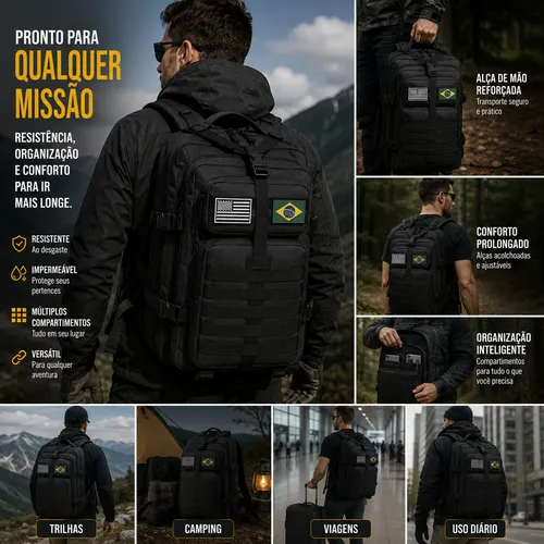 Mochila Masculina Tatica 50l Impermeavel Militar Reforçada
