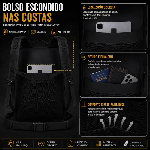 Mochila Masculina Tatica 50l Impermeavel Militar Reforçada