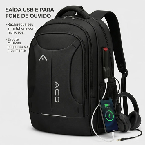 Mochila Notebook Masculina Reforçada Impermeável Executiva Viagem Anti Furto Grande 35L Forpak