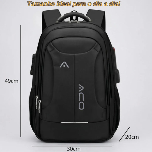 Mochila Notebook Masculina Reforçada Impermeável Executiva Viagem Anti Furto Grande 35L Forpak