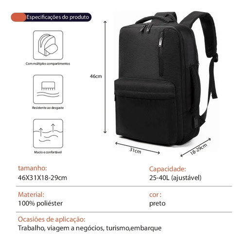Mochila Resistente À Água E Reforçada Para Viagens Feminina