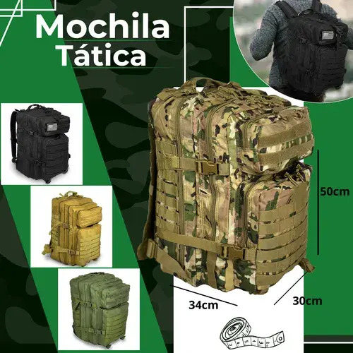 Mochila Tática Grande Resistente 50l Para Viagem Aventura