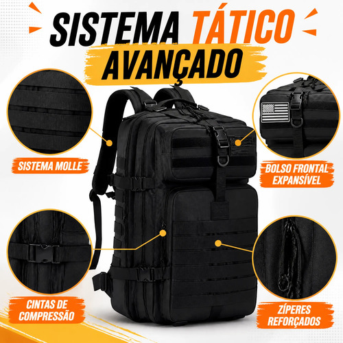 Mochila Tática Grande Resistente 50l Para Viagem Aventura