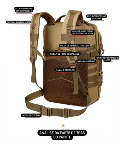 Mochila Tática Impermeável Militar Reforçada Grande 50litros